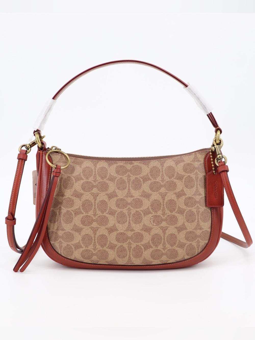 New Coach Signature Sutton Crossbody Shoulder Bag Tan Rust Authentic